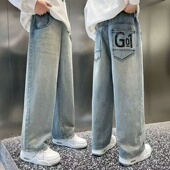 秋冬季 2025新款 儿童装 男童加绒牛仔裤 男孩痞帅气加厚一体绒裤 子潮