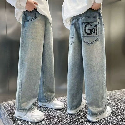 男童牛仔裤秋冬款加绒