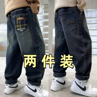 秋冬款 子中大童休闲男孩加绒长裤 2025新款 裤 潮 儿童冬装 男童牛仔裤
