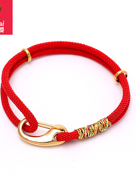 可可爱粗双股红绳手链手工编织本命年手绳男女情侣款手环可穿珠子