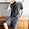 a set]shorts Flax suit summer Five point pants summer Cotton trousers Easy Youth Beach pants