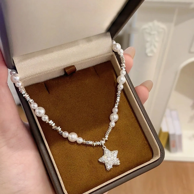 碎银子五角星吊坠项链轻奢感锁骨链配饰女款小众设计颈链饰品