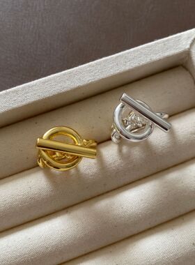 时髦小众OT扣金属戒指欧美风轻奢个性食指戒老钱强调戒圈爆款新款