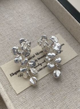 时髦小众ins风葡萄串金属耳坠925银针超仙个性洋气感轻奢耳饰