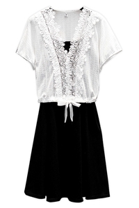 RM12437#大码两件套套装时尚显瘦镂空宽松t恤胖mm夏装中长款炸街