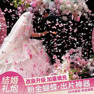 结婚礼炮蝴蝶花瓣雨礼花筒花炮彩带手拧婚礼星河璀璨亮片喷花筒