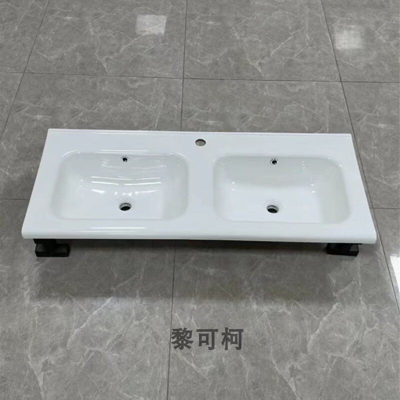 陶瓷一米二嵌入式双盆阳台卫生间一体台上盆台面加深洗衣槽洗漱台