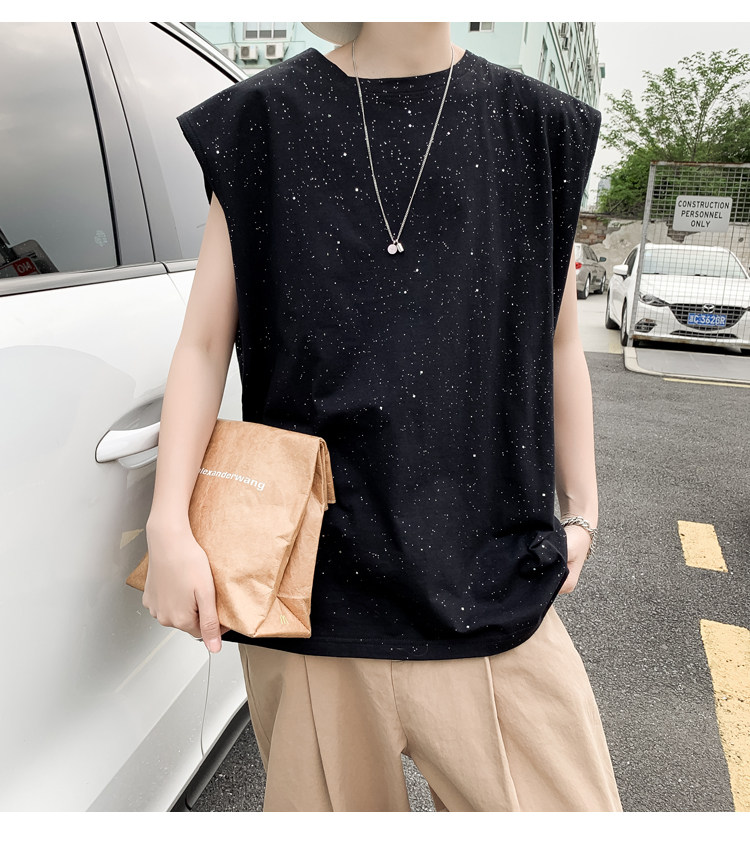 bling閃光T恤夜店朋克風搖滾無袖T恤國潮牌寬松歐美街舞嘻哈背心在類目 男裝, 背心/馬甲中 - 來自Buy2taobao.com提供專業的淘寶代購服務