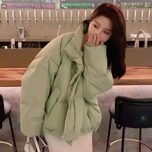 绿色棉衣女短款2026新款韩系羽绒棉服小个子冬季面包服棉袄外套