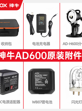 神牛外拍灯配件AD600BM/AD600PRO WB87 WB26 ADH600锂电池 灯管 电源适配器 电池充电器 便携收纳包