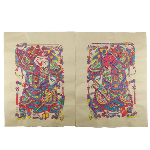 中国风特色工艺品杨家埠木版年画木板年画门心门神画秦琼敬德