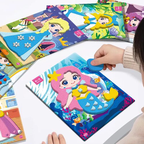 公主贴纸EVA海绵换装贴纸3d立体粘贴画小女孩手工diy制作益智玩具