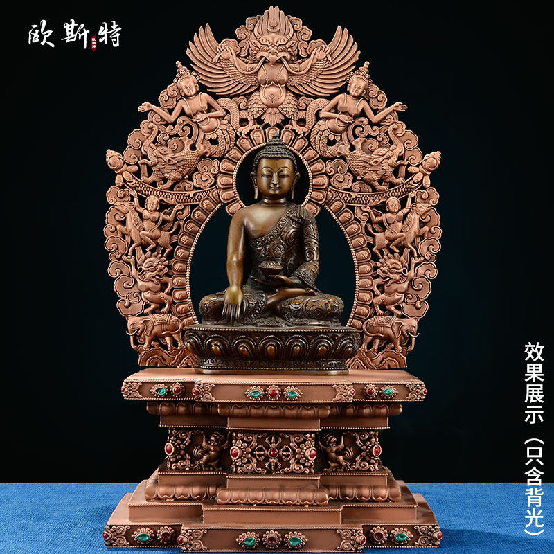 铜佛龛佛像底座精工雕刻铜鎏金加高供佛金刚台底座摆件