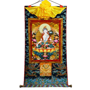 绿度母画像唐卡西藏壁画白度母居家玄关21度母客厅玄关装饰画现货