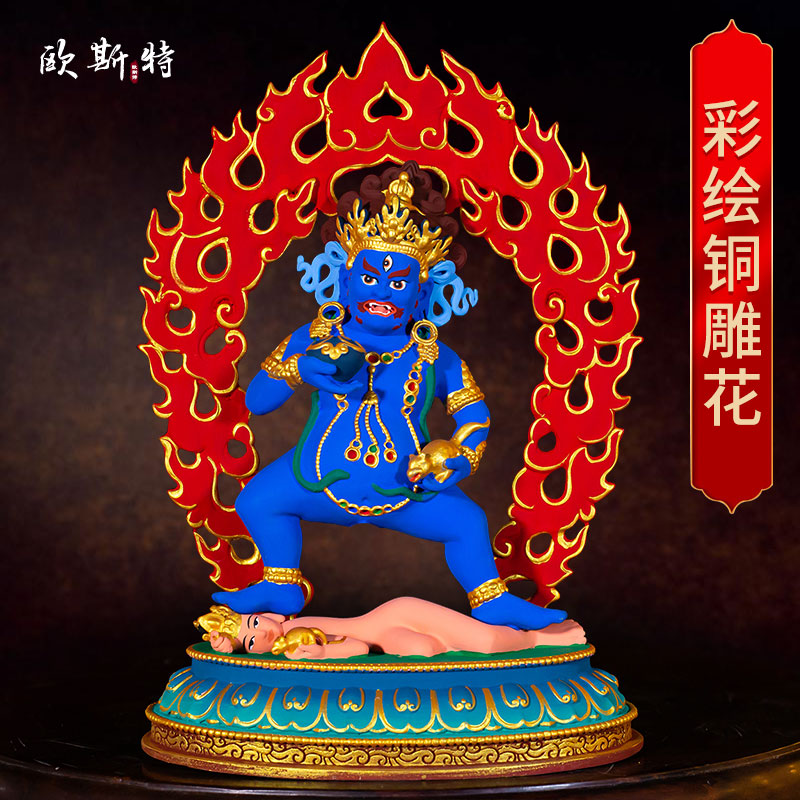 彩绘黑财神铜像桌面摆件