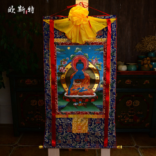 欧斯特手工双层装裱烫金镀金唐卡