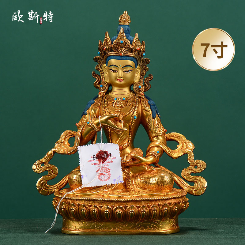 铜鎏金尼泊尔手工铜像摆件