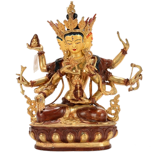 欧斯特尼泊尔手工 10寸家居半鎏金朗迦玛尊胜家用铜镀金中式摆件