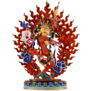 欧斯特《金刚亥母铜像摆件》尼泊尔手工铜鎏金彩绘12寸狮面空行母