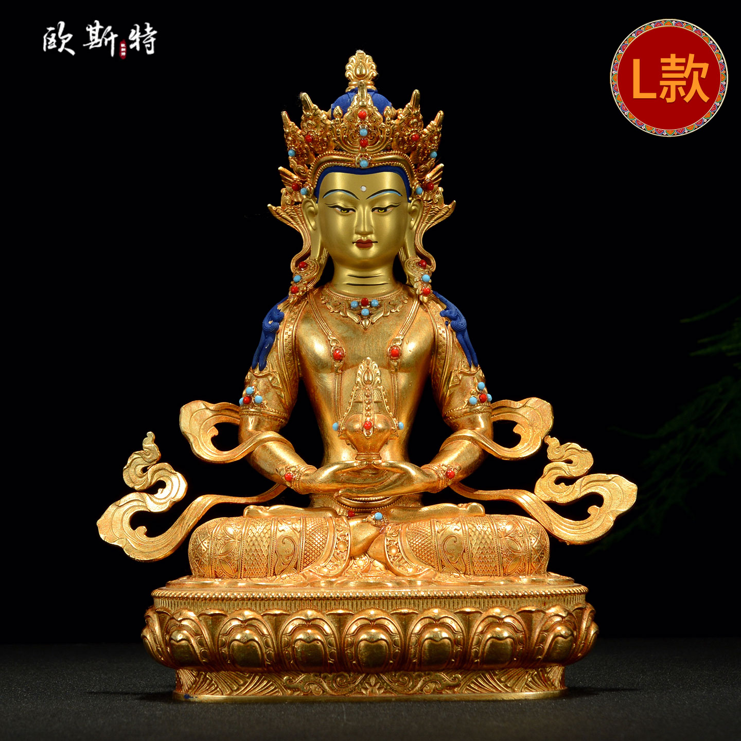 全鎏金常寿佛铜像摆件