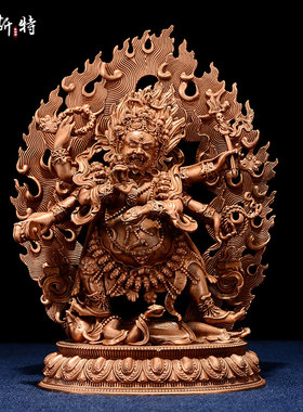 欧斯特紫铜《六臂玛哈嘎拉》室内家用《六臂玛哈噶啦》铜像摆件