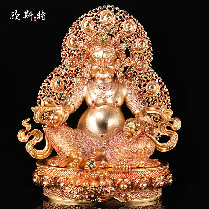铜鎏金黄财神铜像摆件