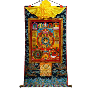 生死轮回图唐卡挂画 西藏家用玄关九宫八卦牌唐卡装饰画现货