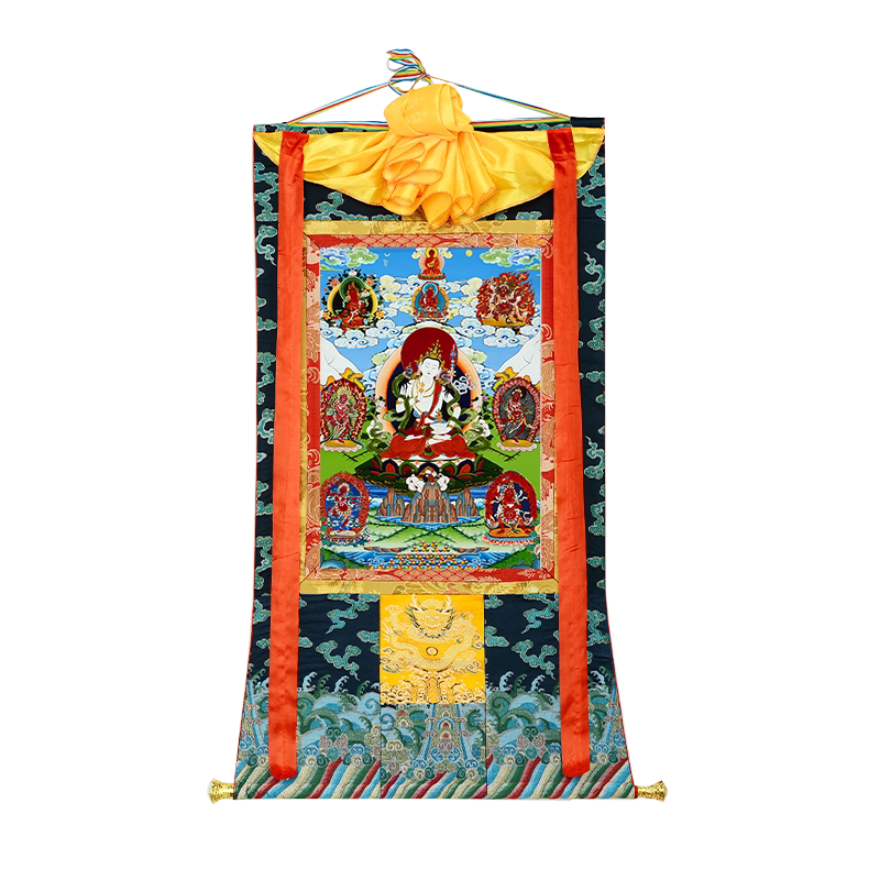 莲花生大士矿物颜料手工缝制