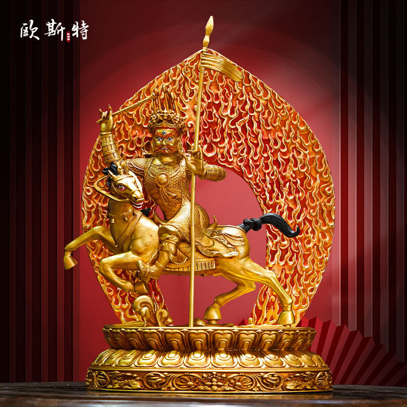 欧斯特《金甲衣护法铜像摆件》复刻尼泊尔鎏金浮雕工艺品雕像铜器