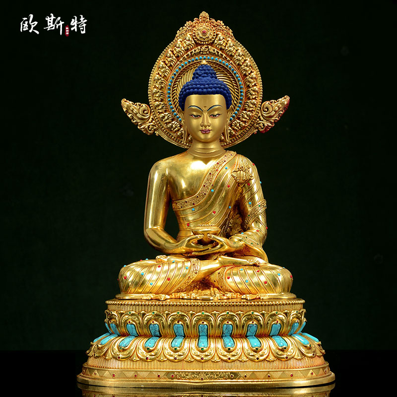 彩珠镶嵌阿弥陀佛铜像