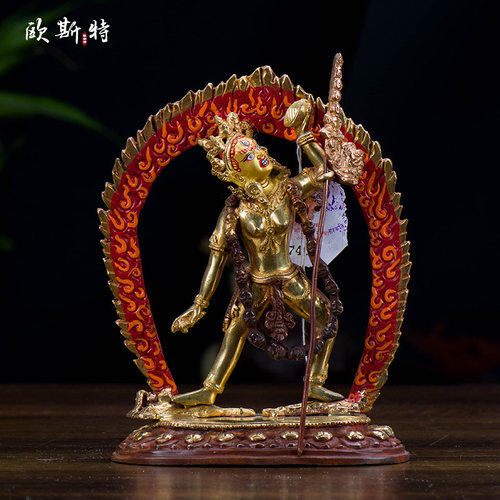 手工摆件尼泊尔铜鎏金空行母