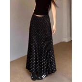 复古风黑色波点半身裙女时尚 法式 高腰显瘦气质长裙 新款 2026年春季