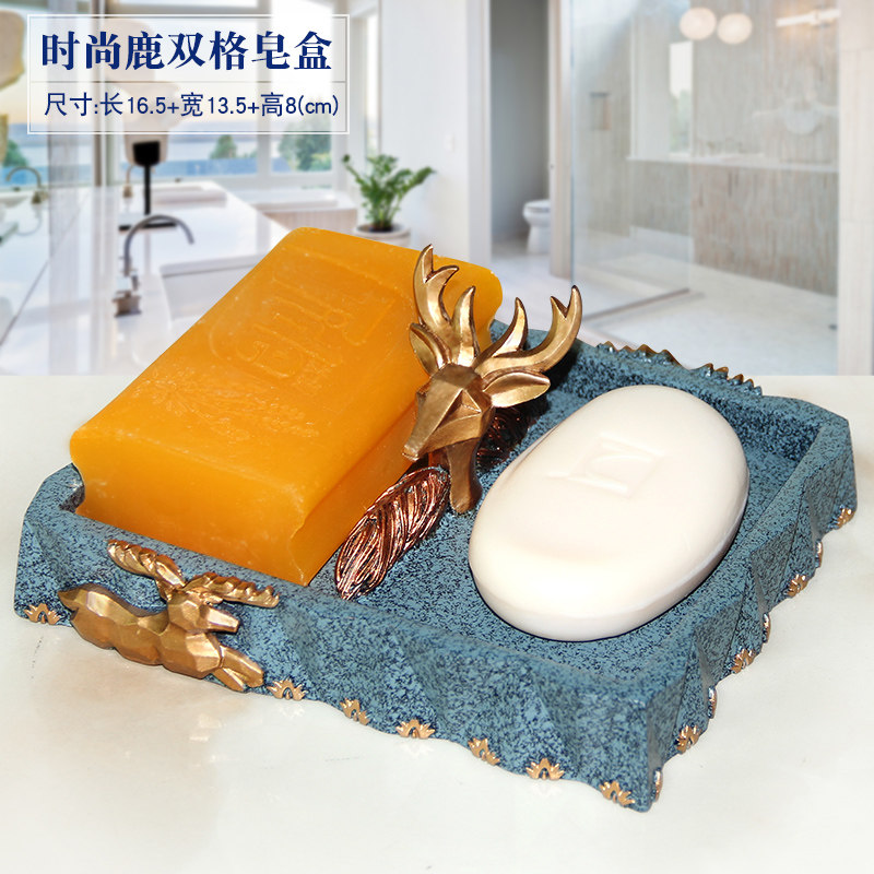 双格香皂盒轻奢欧式创意家用香皂盘手工皂盒肥皂碟树脂沥水不带盖