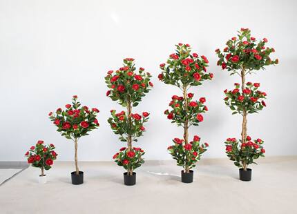 仿真山茶花树假花树绿植盆栽室内装饰玄关客厅摆件植物跨境高档树