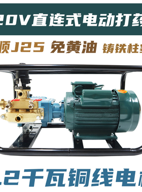 220V直连式电动打药机海顺J25免黄油高压果树喷洒喷雾器便携式