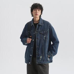 破洞牛仔夹克 高品质复古做旧痞帅外套  Q761-P90控128图片