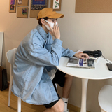 2023年春季长袖衬衣日系外套工装口袋宽松牛仔衬衫Q339-P68控88，男装衬衫，电商A405