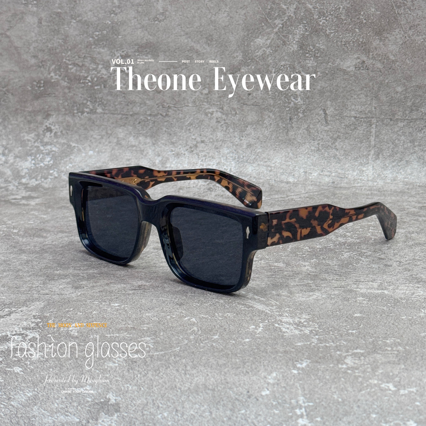 欧美方形粗框太阳眼镜大框显脸小高级感街拍防紫外线复古简约墨镜