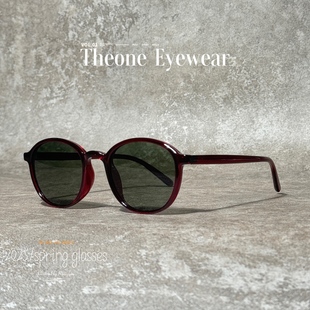 超轻TR简约偏光太阳镜女复古个性圆框墨镜高级感防紫外线可配度数