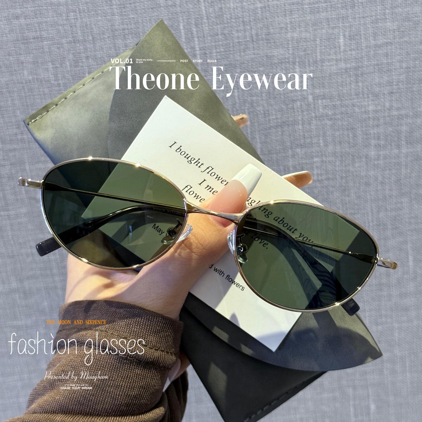 复古猫眼偏光墨镜女方圆脸