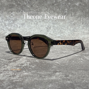 复古玳瑁圆框偏光太阳镜男潮女复古个性遮阳防紫外线墨镜可配度数