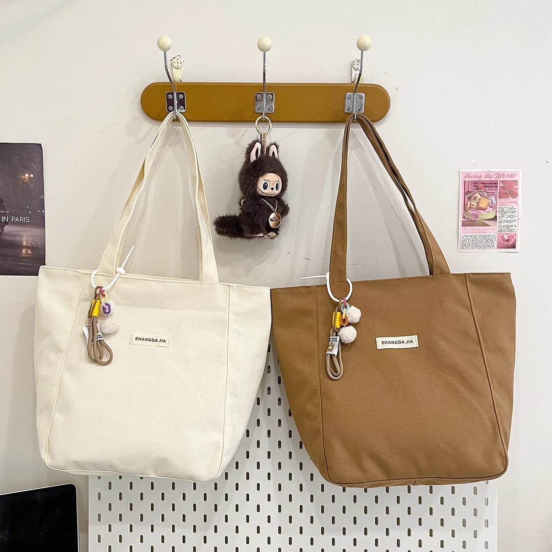 经典帆布包女2025新款上班通勤高级感大容量手提托特包单肩帆布袋