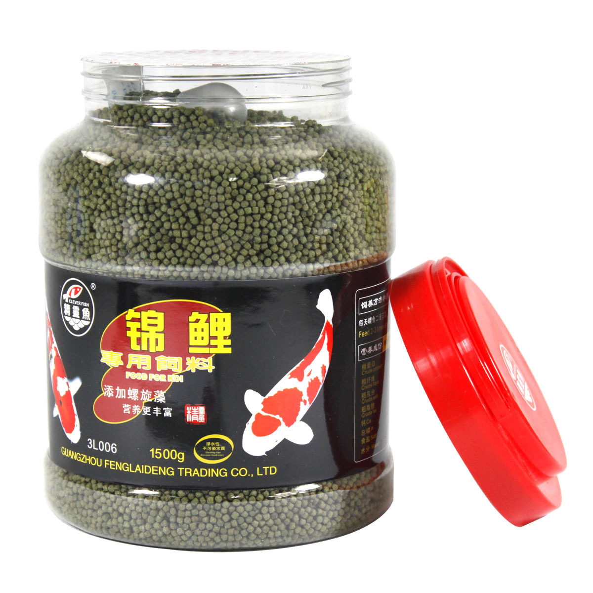精灵鱼 锦鲤鱼饲料1500g金鱼粮 鹦鹉鱼增色鱼食富含螺旋藻
