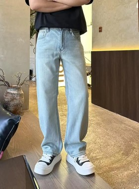 2025春季新款男牛仔裤cleanfit直筒复古莱赛尔百搭裤子宽松长裤子