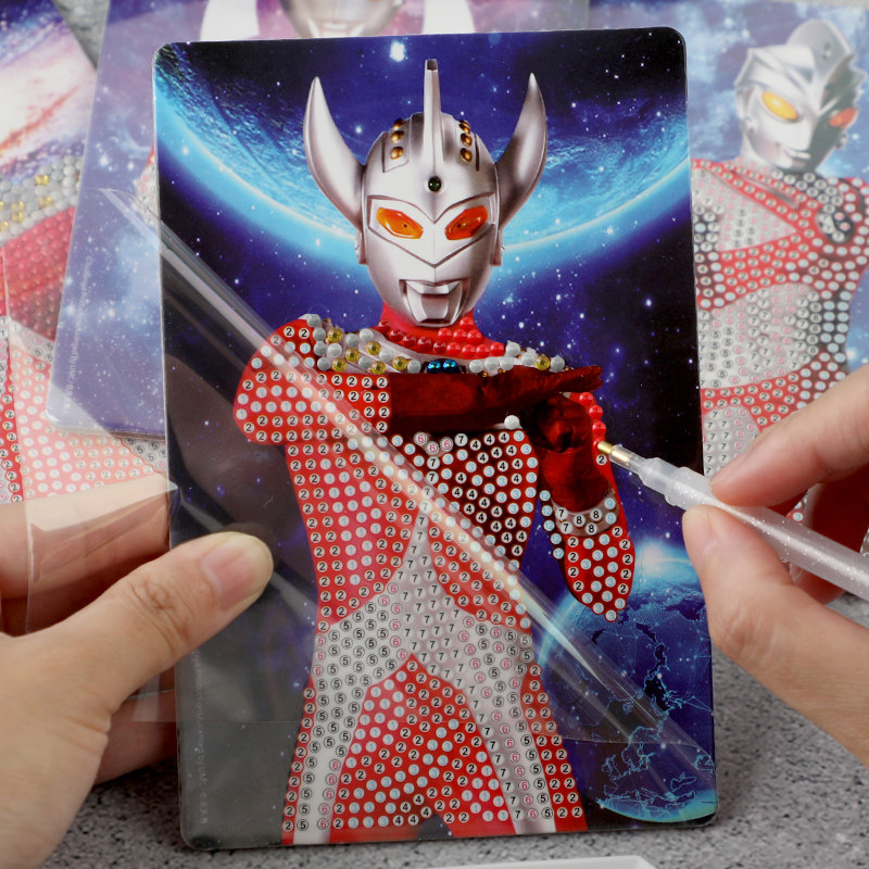 经典奥特曼钻石贴画男女孩儿童手工diy卡通超级飞侠益智拼图玩具