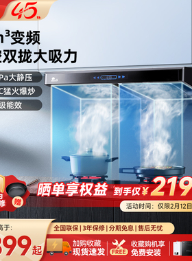 红日抽油烟机智能欧式变频双腔油烟机家用厨房大吸力烟灶套装22H