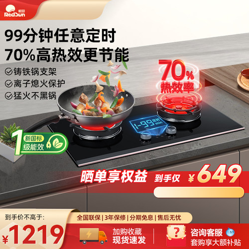 双灶任意定时红日防风聚能红外灶
