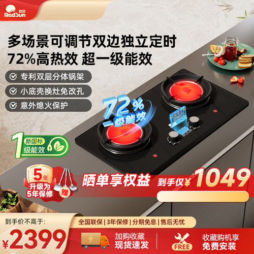红日家用双灶72%热效率双边定时