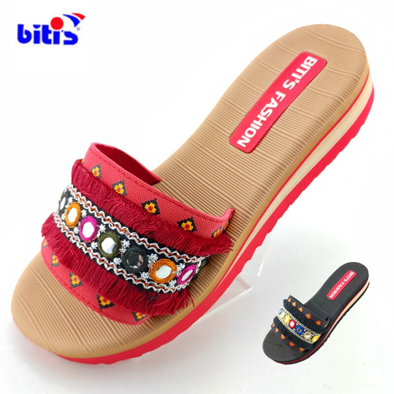 越南平仙拖鞋一字套脚拖防滑橡胶旅游沙滩民族女士夏季品牌凉拖鞋