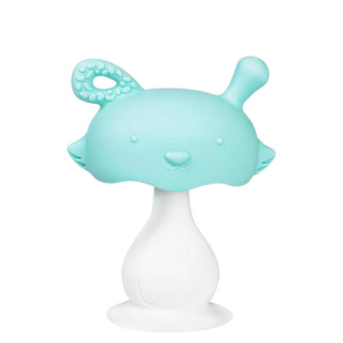 蘑菇牙胶婴儿可水煮食品级硅胶小福狸安全柔韧磨牙棒咬胶摇铃玩具